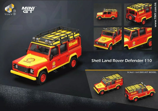 MINI GT #264 X TINY LAND ROVER DEFENDER 110 SHELL  - HONG KONG SHELL EXCLUSIVE