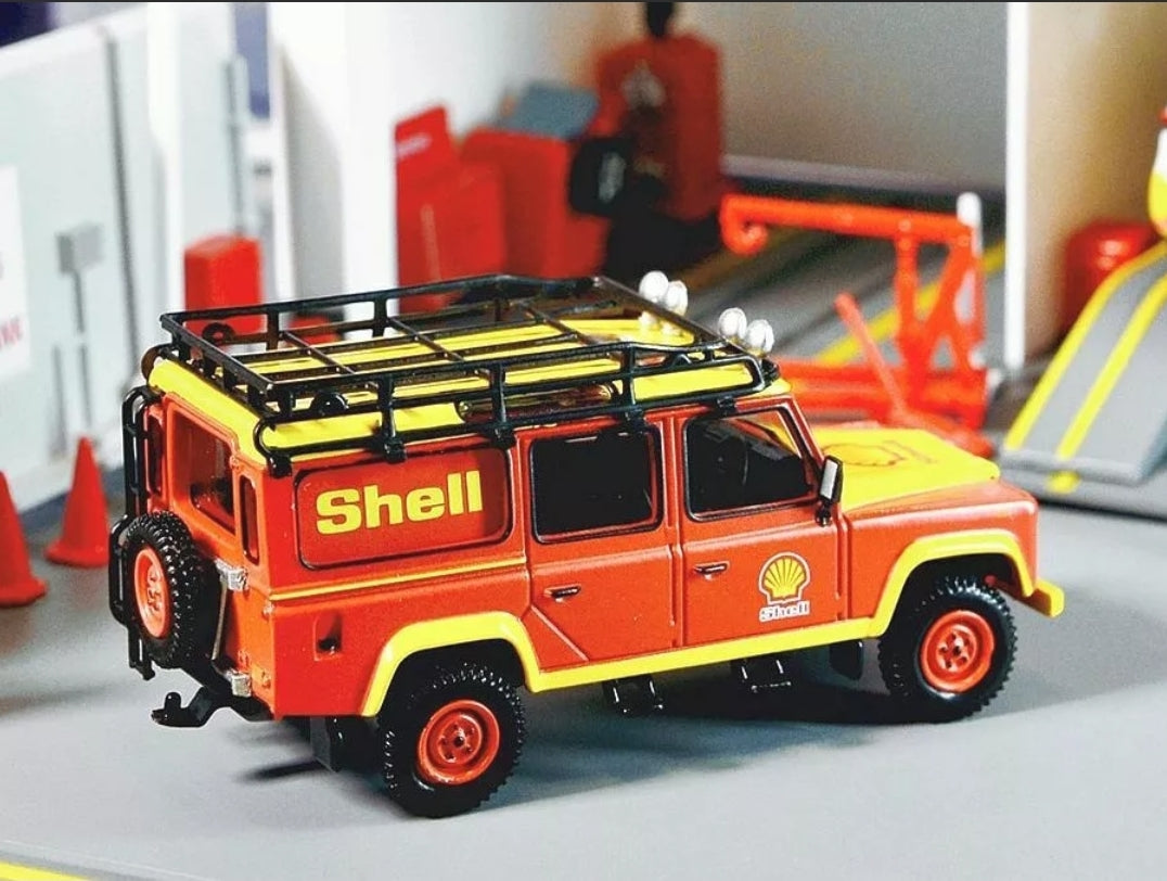 MINI GT #264 X TINY LAND ROVER DEFENDER 110 SHELL - HONG KONG SHELL EXCLUSIVE