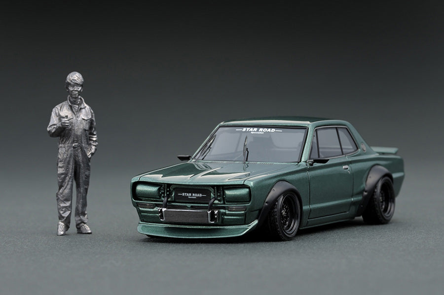 Ignition Model 1/43 Nissan Skyline 2000 GT-R (KPGC10) STAR ROAD Green CARTOYS ver.
(IG1884)