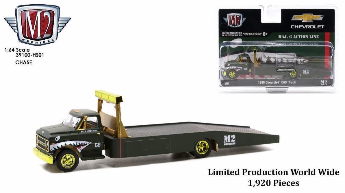 M2 MACHINES 1/64 MAJ. G ACTION LINE - 1968 CHEVROLET C60 RAMP TRUCK AUTO-HAULER HOBBY EXCLUSIVE - CHASE