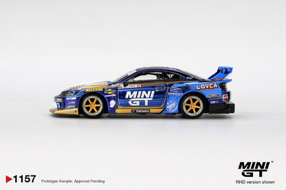 MINI GT #1157 1/64 Nissan Silvia (S15) LB-Super Silhouette #555 Team MINI GT Liberty Walk 2025 Formula Drift (RHD)