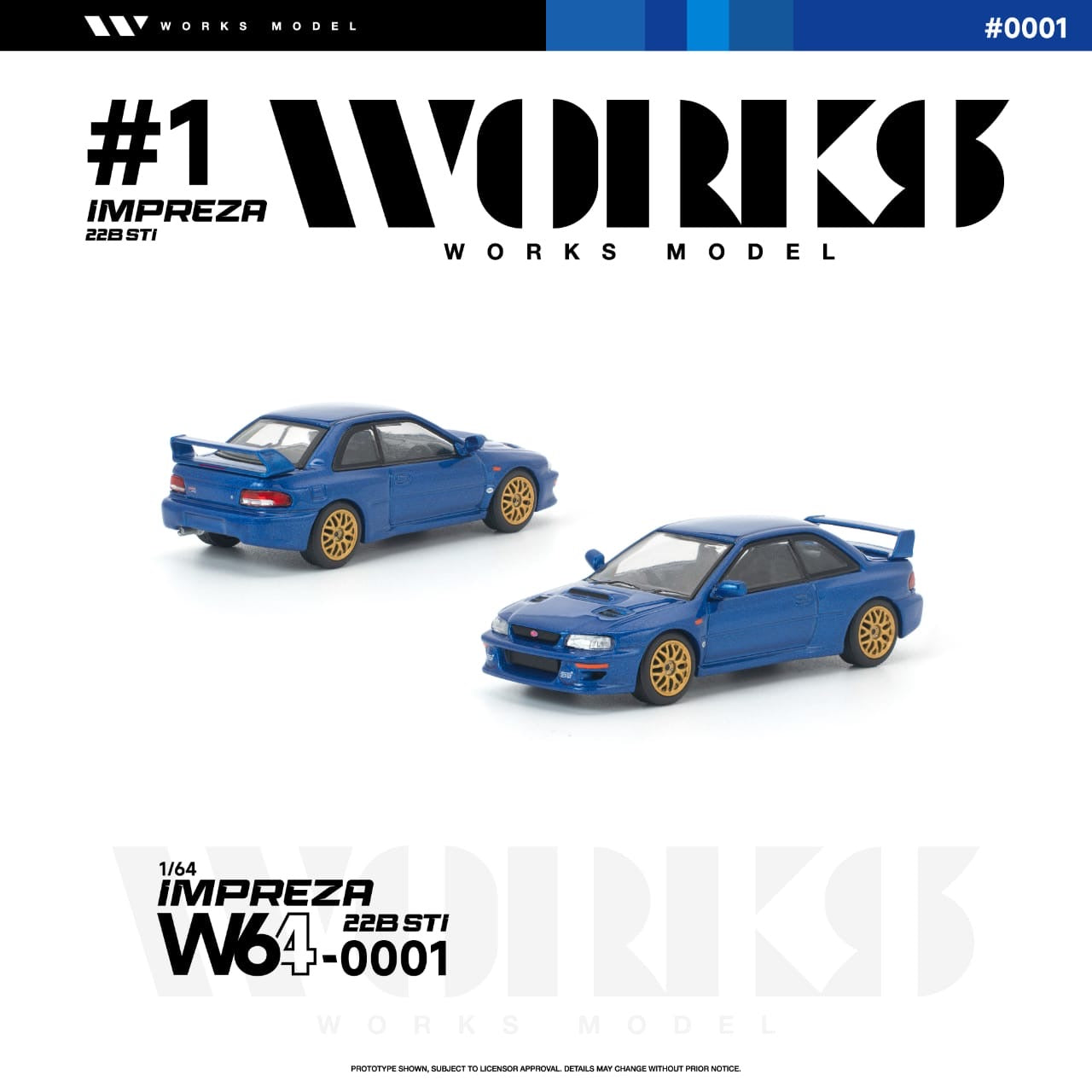 * PRE ORDER * Works 1:64 Impreza WRX 22B STI (GC8) Blue (W640001)