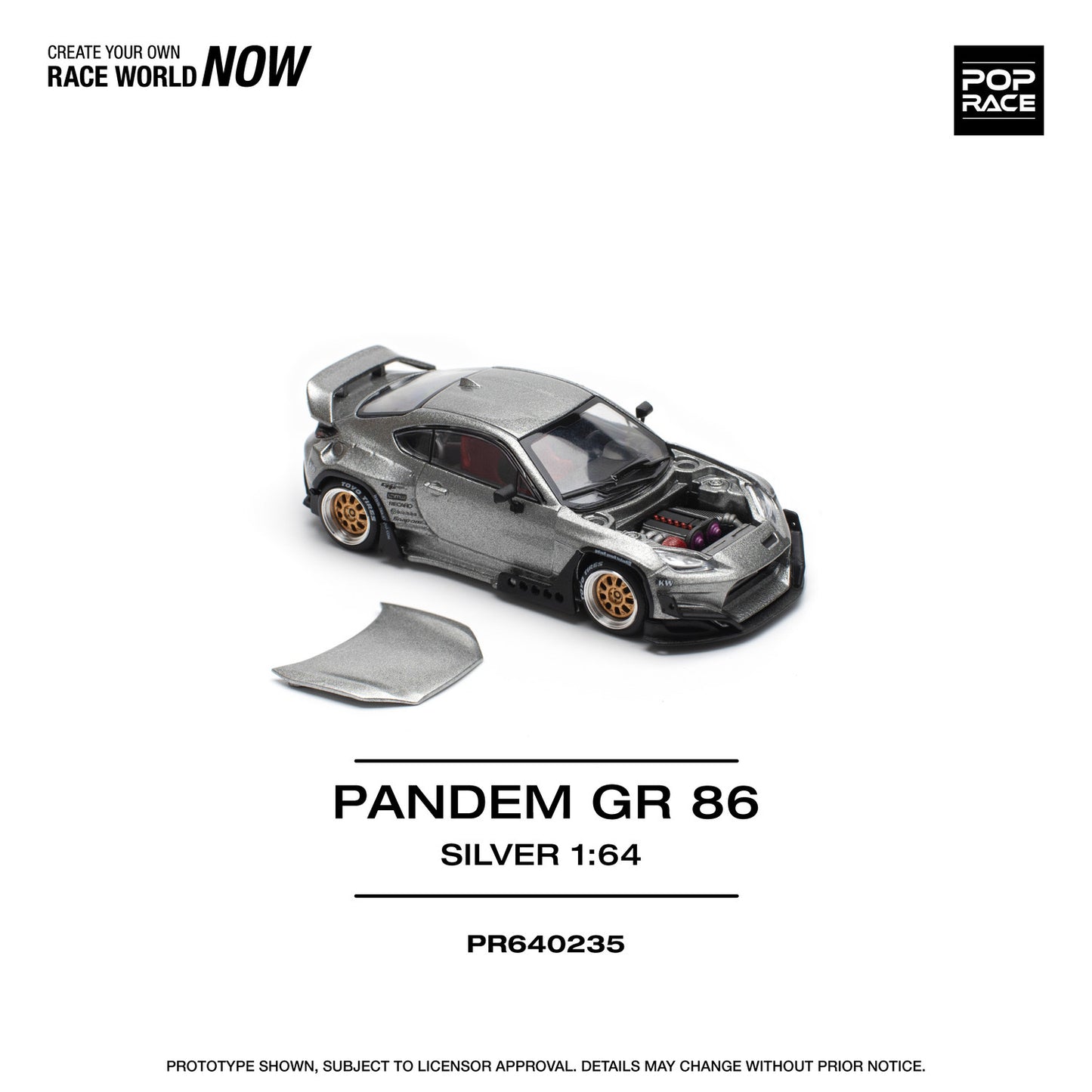 * PRE ORDER * POP RACE 1/64 PANDEM GR86 SILVER  PR640235