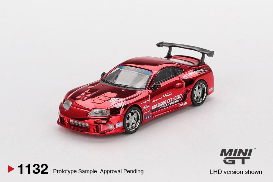 MINI GT #1132 1/64 Toyota Supra (A80) Top Secret GT-300 Top Secret Red Chrome
