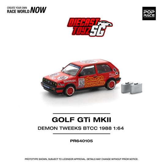POP RACE 1/64 GOLF GTI MkII – TEAM DEMON TWEEKS BTCC 1988 PR640105