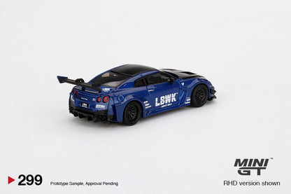 MINI GT #299 1/64 LB-Silhouette WORKS GT NISSAN 35GT-RR Ver.2 LBWK Blue (RHD)