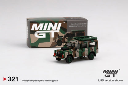 MINI GT #321 1/64 Land Rover Defender 110 Malaysian Army " HARIMAU BELANG " (RHD)