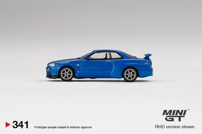 MINI GT #341 1/64 Nissan Skyline GT-R (R34) V-Spec II Bayside Blue