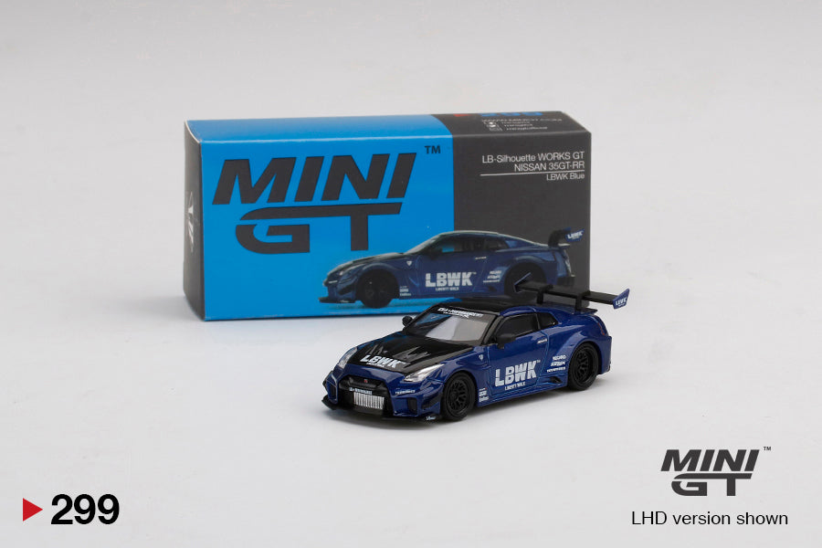 MINI GT #299 1/64 LB-Silhouette WORKS GT NISSAN 35GT-RR Ver.2 LBWK Blue (RHD)