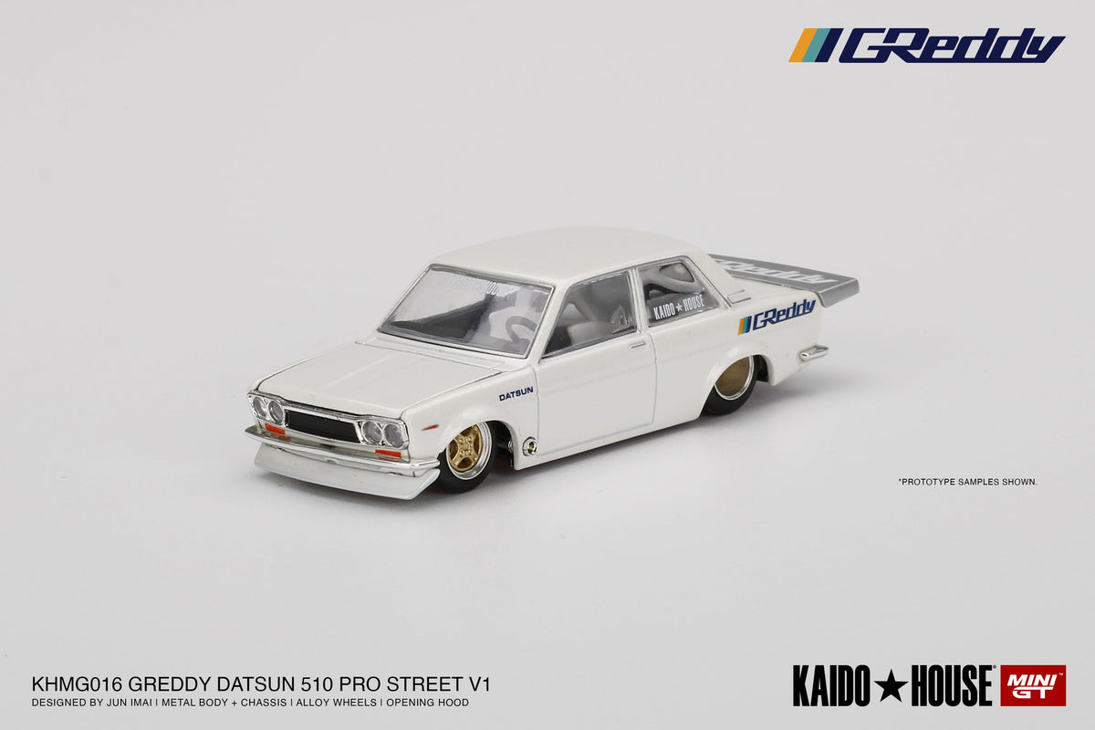 MINI GT X KAIDO HOUSE 1/64 Datsun 510 Pro Street GREDDY Pearl White KHMG016