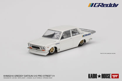 MINI GT X KAIDO HOUSE 1/64 Datsun 510 Pro Street GREDDY Pearl White KHMG016