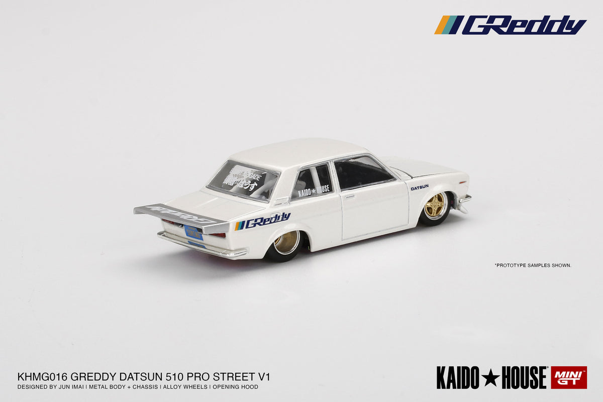 MINI GT X KAIDO HOUSE 1/64 Datsun 510 Pro Street GREDDY Pearl White KHMG016