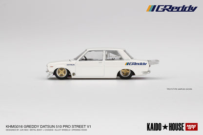 MINI GT X KAIDO HOUSE 1/64 Datsun 510 Pro Street GREDDY Pearl White KHMG016