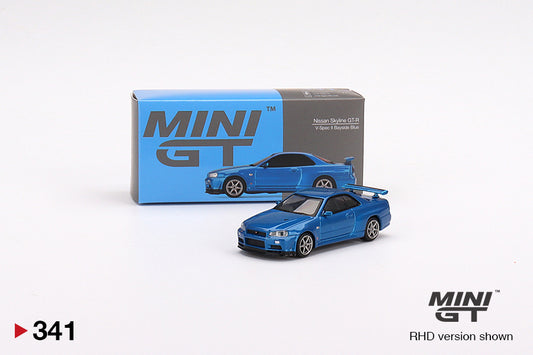 MINI GT #341 1/64 Nissan Skyline GT-R (R34) V-Spec II Bayside Blue