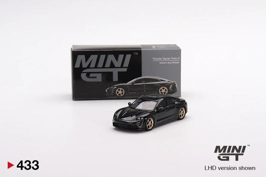 MINI GT #433 1/64 Porsche Taycan Turbo S Volcano Grey Metallic (RHD)