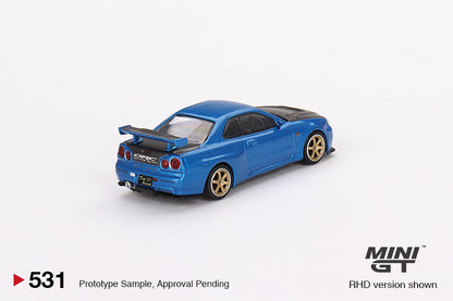 MINI GT 1/64 #531 Nissan Skyline GT-R (R34) Top Secret Bayside Blue