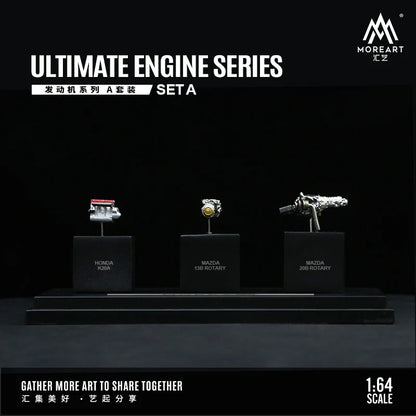 MoreArt 1/64 Ultimate Engine Series JDM 3 Engines Display Set A- Honda K20A/ Mazda 20B Rotary/ Mazda 13B Rotary