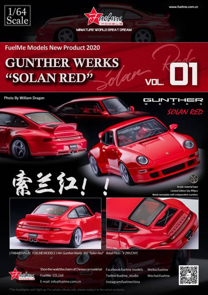 FuelMe 1:64 Limited Resin Model Car - Gunther Werks 993 Solan Red