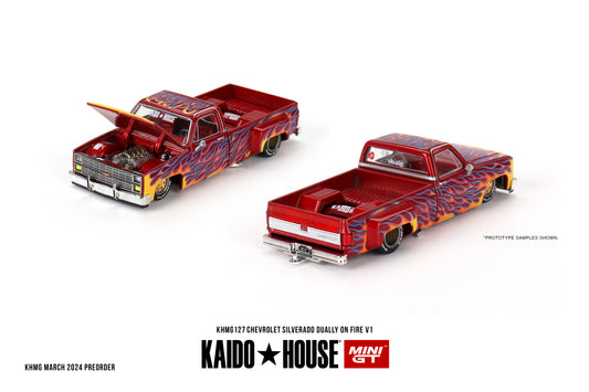 [ Kaido House x MINI GT ] 1/64 Chevrolet Silverado Dually on Fire V1 KHMG127
