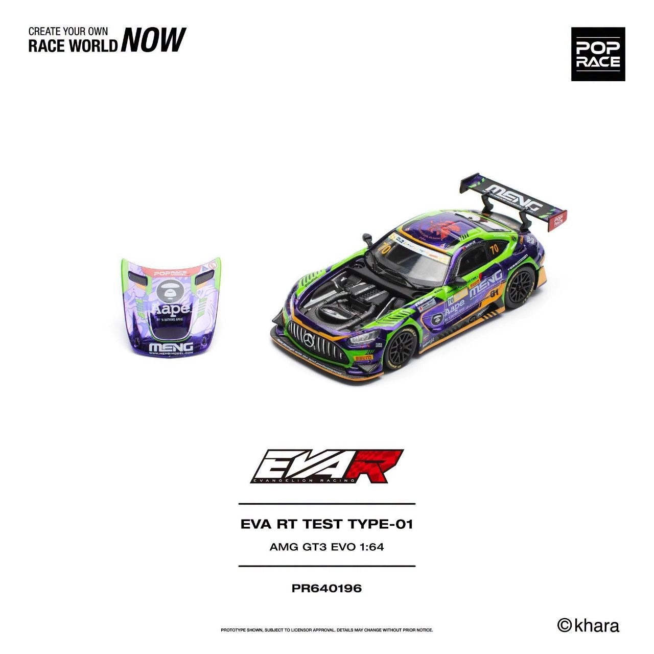 * PRE ORDER * POP RACE 1/64 EVA RT TEST TYPE -01 AMG GT3 EVO MACAU GP 2023 PR640196