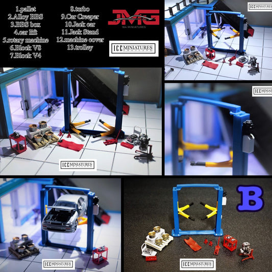 JMG X ICE MINIATURES BLUE GARAGE EQUIPMENT