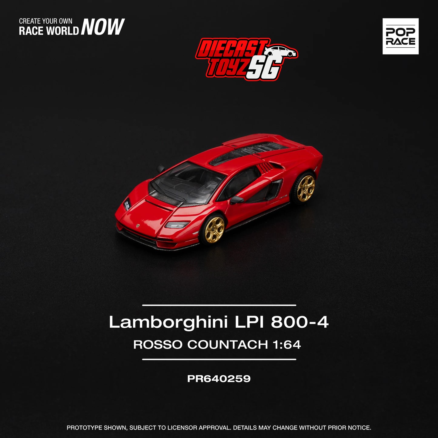 POP RACE 1/64 LAMBORGHINI COUNTACH LPI-800 - ROSSO PR640259