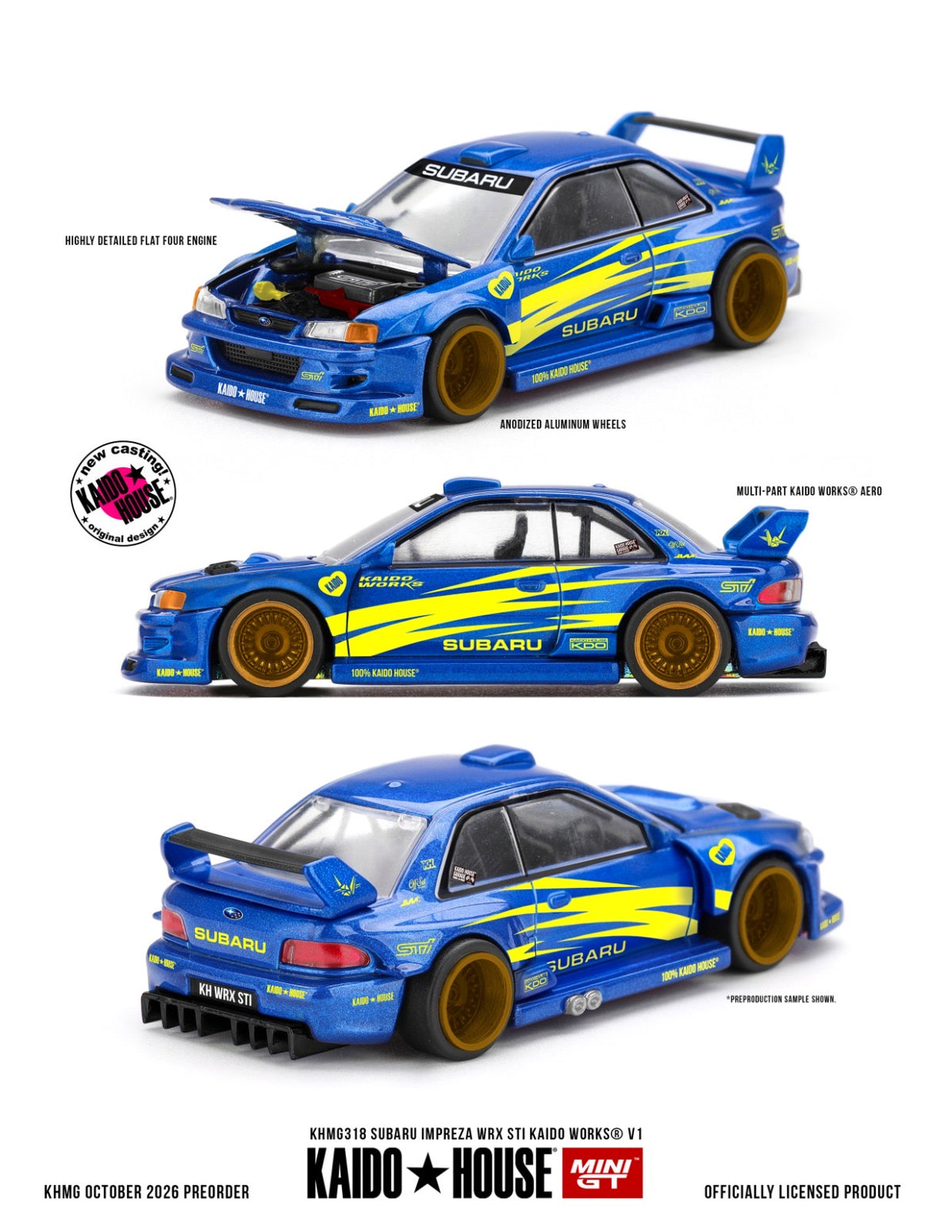 * PRE ORDER * [ Kaido House x MINI GT ] 1/64 Subaru Impreza WRX STI KAIDO WORKS V1 KHMG318