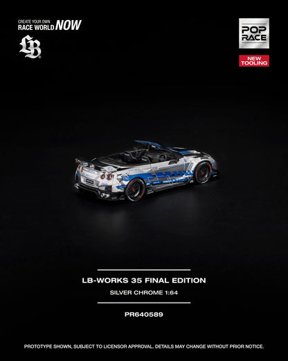 * PRE ORDER * POP RACE 1/64 LB-WORKS 35 FINAL EDITION SILVER CHROME PR640572
