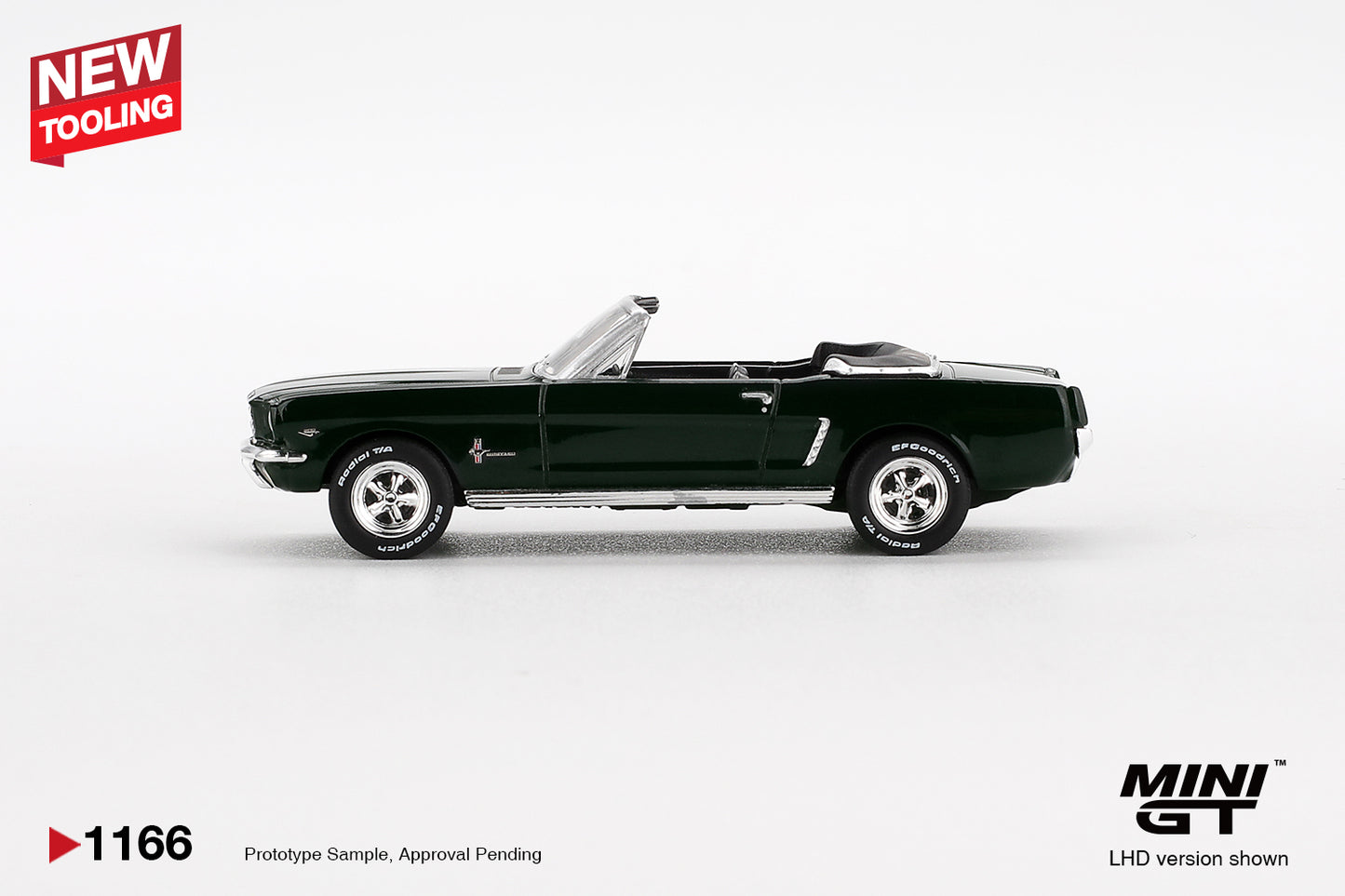 MINI GT #1166 1/64 Ford Mustang Convertible 1964 Highland Green (LHD)