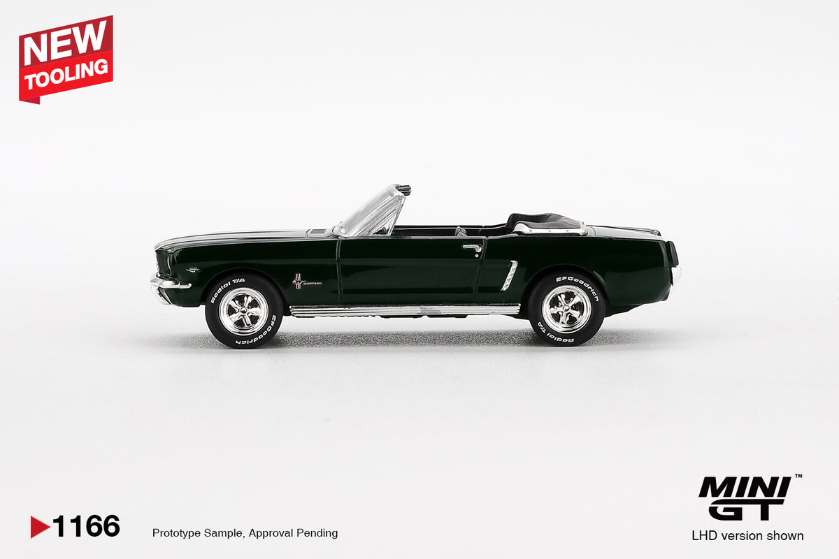 MINI GT #1166 1/64 Ford Mustang Convertible 1964 Highland Green (LHD)