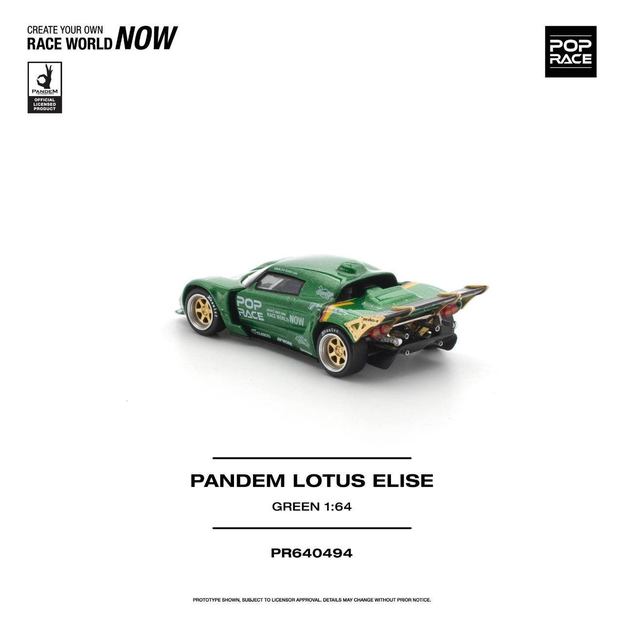 * PRE ORDER * POP RACE 1/64 PANDEM LOTUS ELISE GREEN PR640494