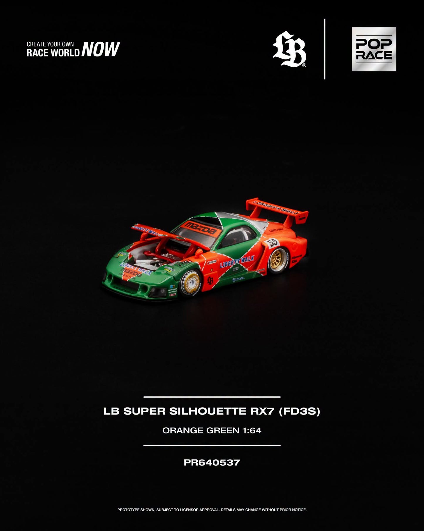 * PRE ORDER * POP RACE 1/64 LB SUPER SILHOUETTE RX7 (FD3S) PR640537