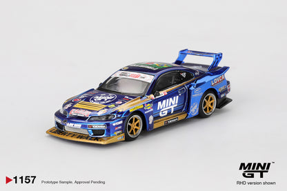MINI GT #1157 1/64 Nissan Silvia (S15) LB-Super Silhouette #555 Team MINI GT Liberty Walk 2025 Formula Drift (RHD)