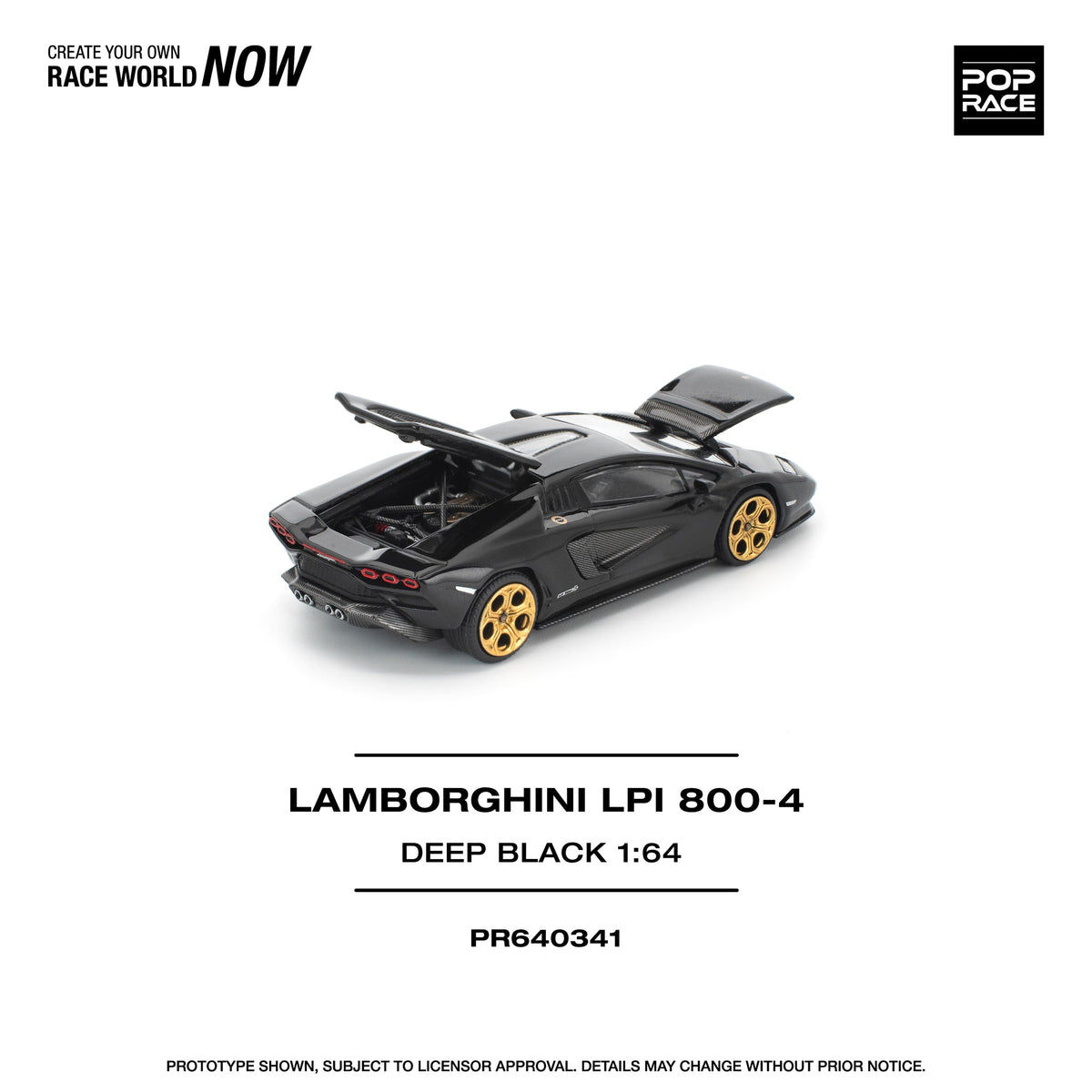 POP RACE 1/64 LAMBORGHINI COUNTACH LPI 800-4 DEEP BLACK PR640341