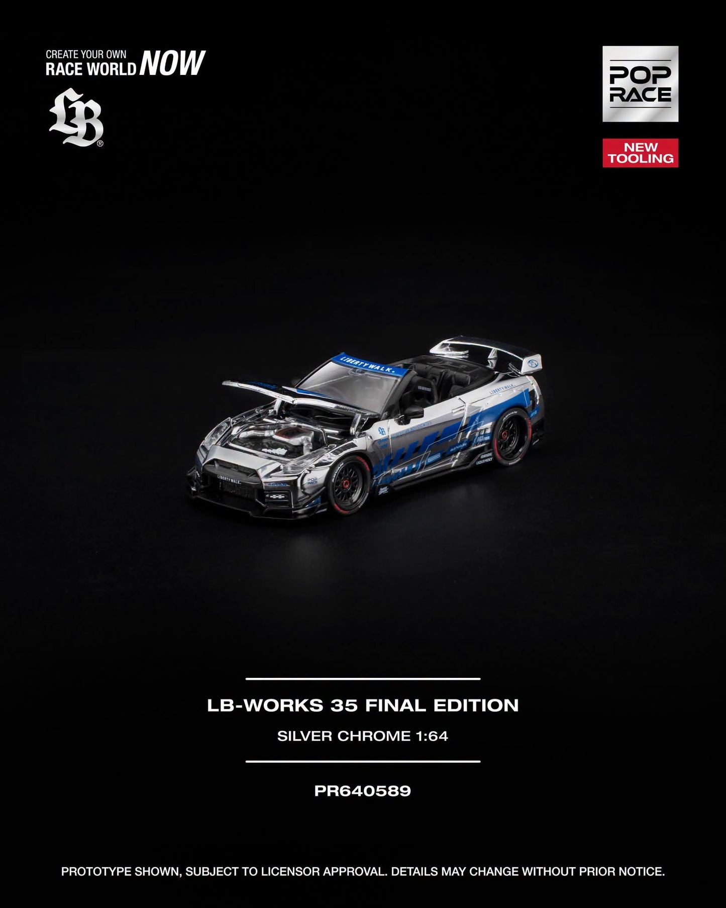 * PRE ORDER * POP RACE 1/64 LB-WORKS 35 FINAL EDITION SILVER CHROME PR640572