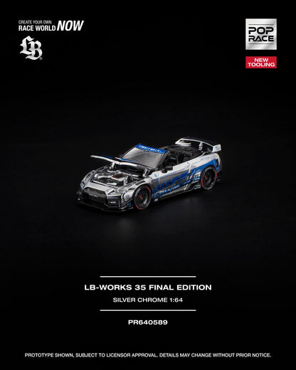 * PRE ORDER * POP RACE 1/64 LB-WORKS 35 FINAL EDITION SILVER CHROME PR640572