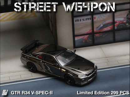 STREET WARRIOR 1/64 Nissan Skyline GTR R34 V-SPEC-II  Black Chrome plated version