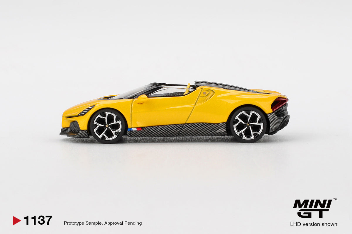 MINI GT #1137 1/64 Bugatti W16 Mistral Yellow (LHD)