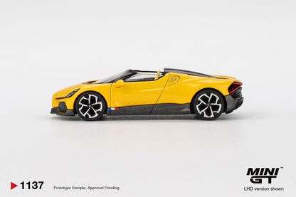 MINI GT #1137 1/64 Bugatti W16 Mistral Yellow (LHD)