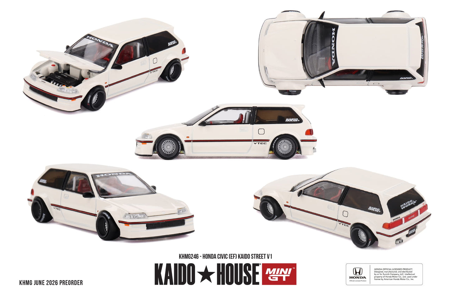 * PRE ORDER * [ Kaido House x MINI GT ] 1/64 Honda Civic (EF) Kaido Street V1 - KHMG246