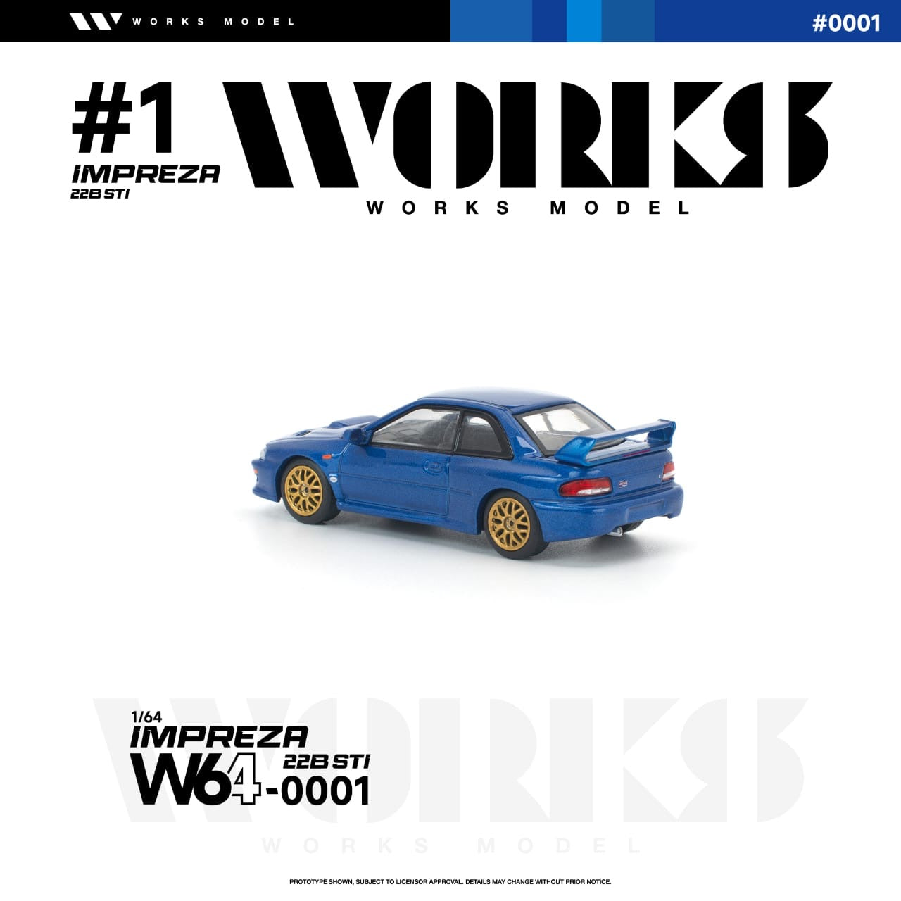 * PRE ORDER * Works 1:64 Impreza WRX 22B STI (GC8) Blue (W640001)