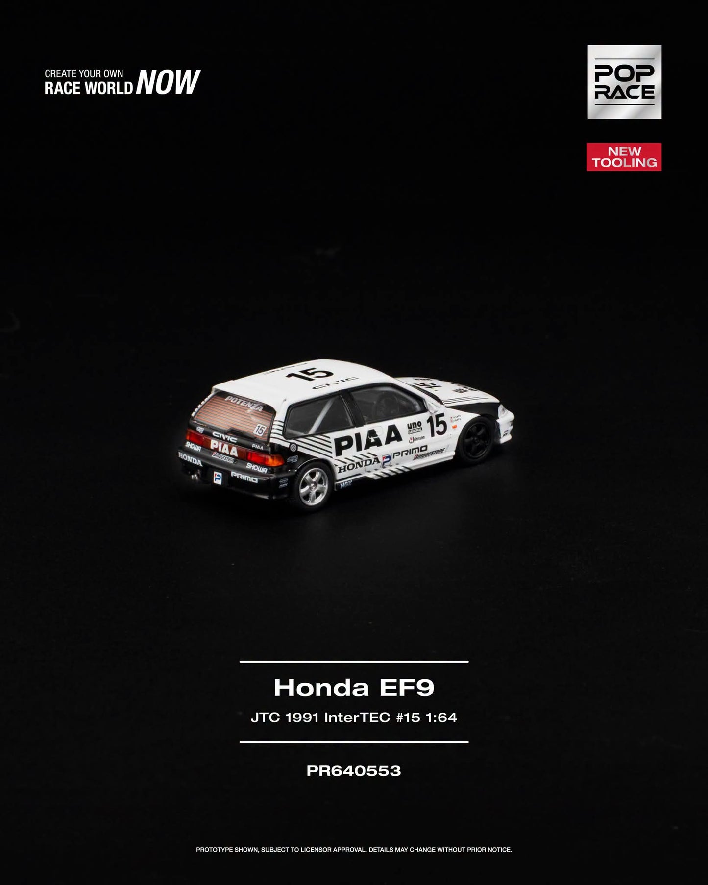 * PRE ORDER * POP RACE 1/64 HONDA CIVIC (EF9) #15 JTC 1991 InterTEC PR640553