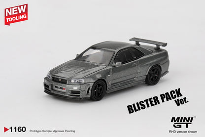 MINI GT #1160 1/64 Nissan Skyline GT-R Dark Metal Gray (NISMO BNR34 CRS Version) (RHD) * BLISTER PACK *