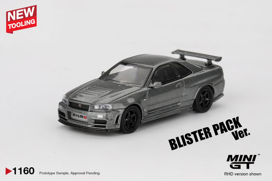 MINI GT #1160 1/64 Nissan Skyline GT-R Dark Metal Gray (NISMO BNR34 CRS Version) (RHD) * BLISTER PACK *