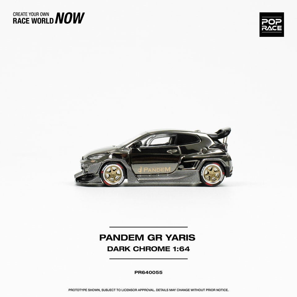 POPRACE 1/64 PANDEM YARIS DARK CHROME - POP RACE VERSION PR640055-GDRIM