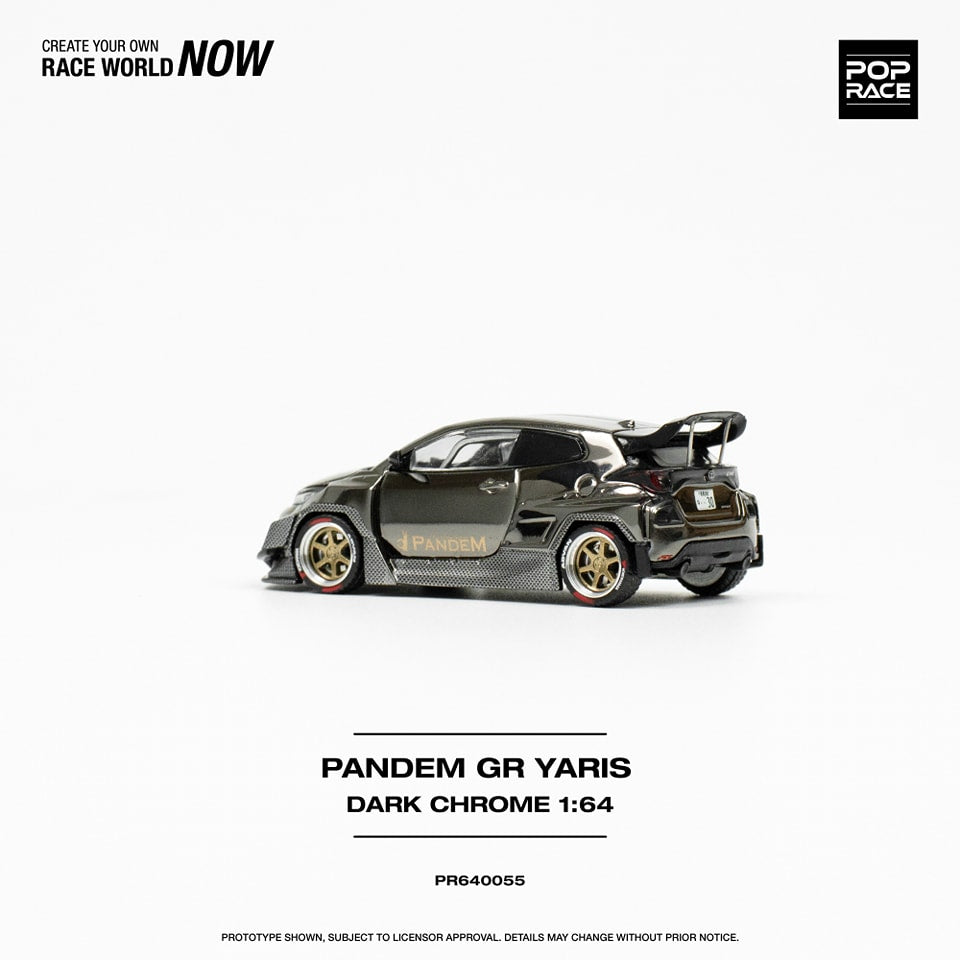 POPRACE 1/64 PANDEM YARIS DARK CHROME - POP RACE VERSION PR640055-GDRIM