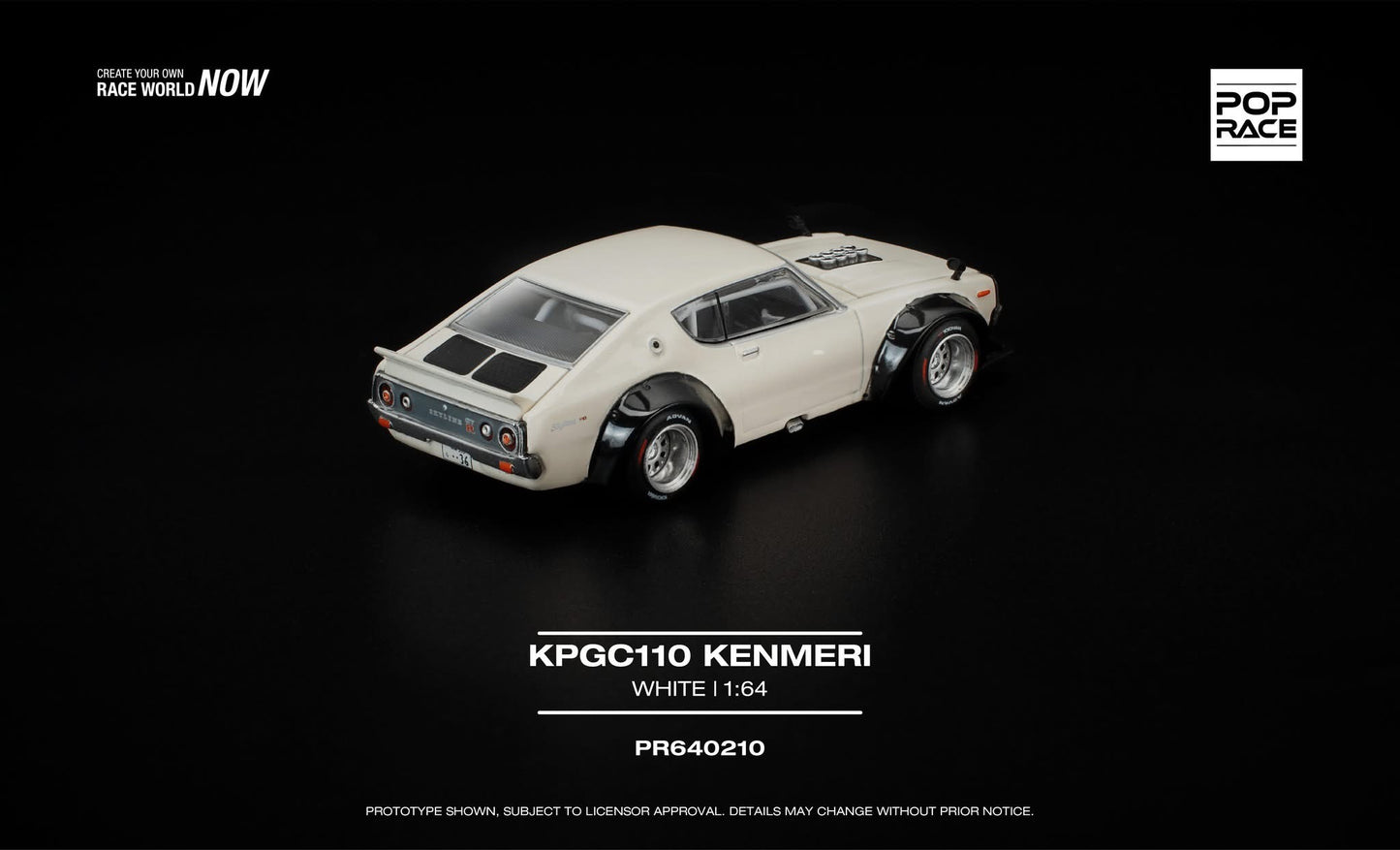 * PRE ORDER * POP RACE 1/64 KPGC110 Kenmeri White  PR640210