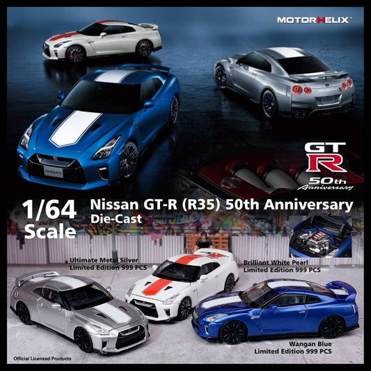 Motorhelix MH 1/64 Nissan GT-R R35, 50th Anniversary Version