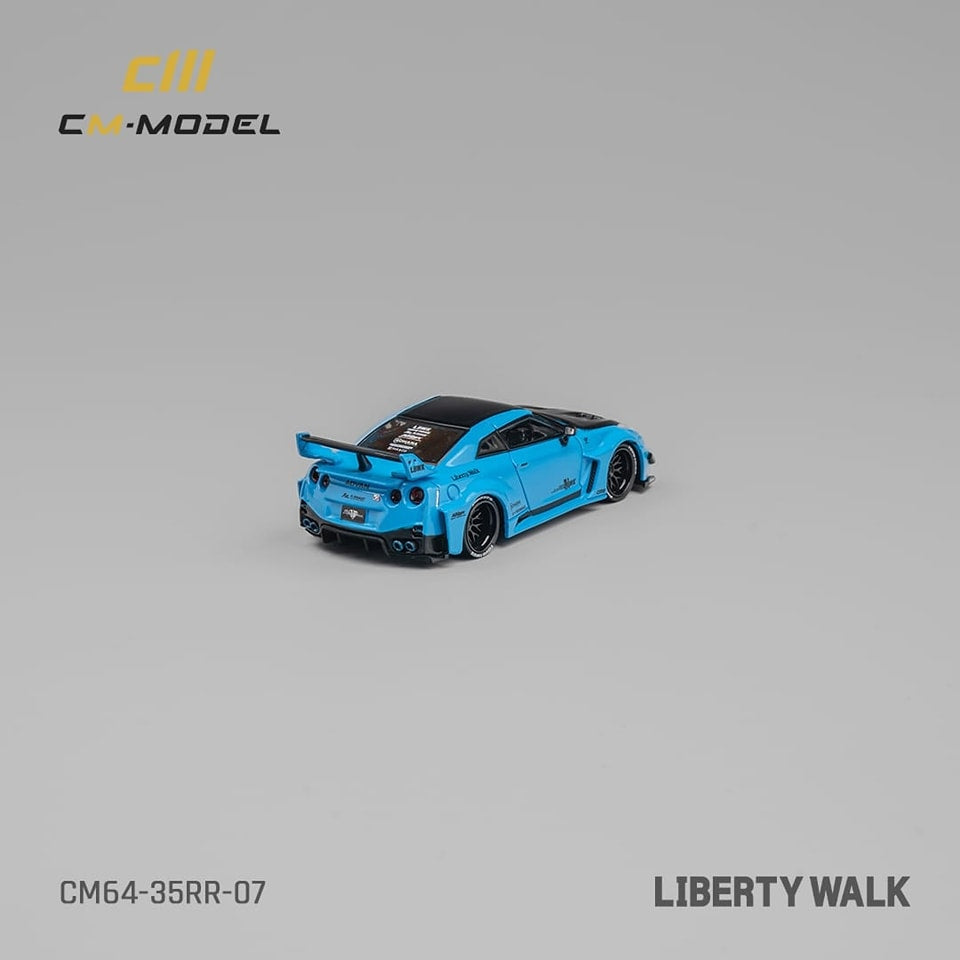 CM Model 1/64 Nissan GT-R R35, Super Silhouette 35GT-RR 3.0 Baby Blue Color(Carbon-Hood)