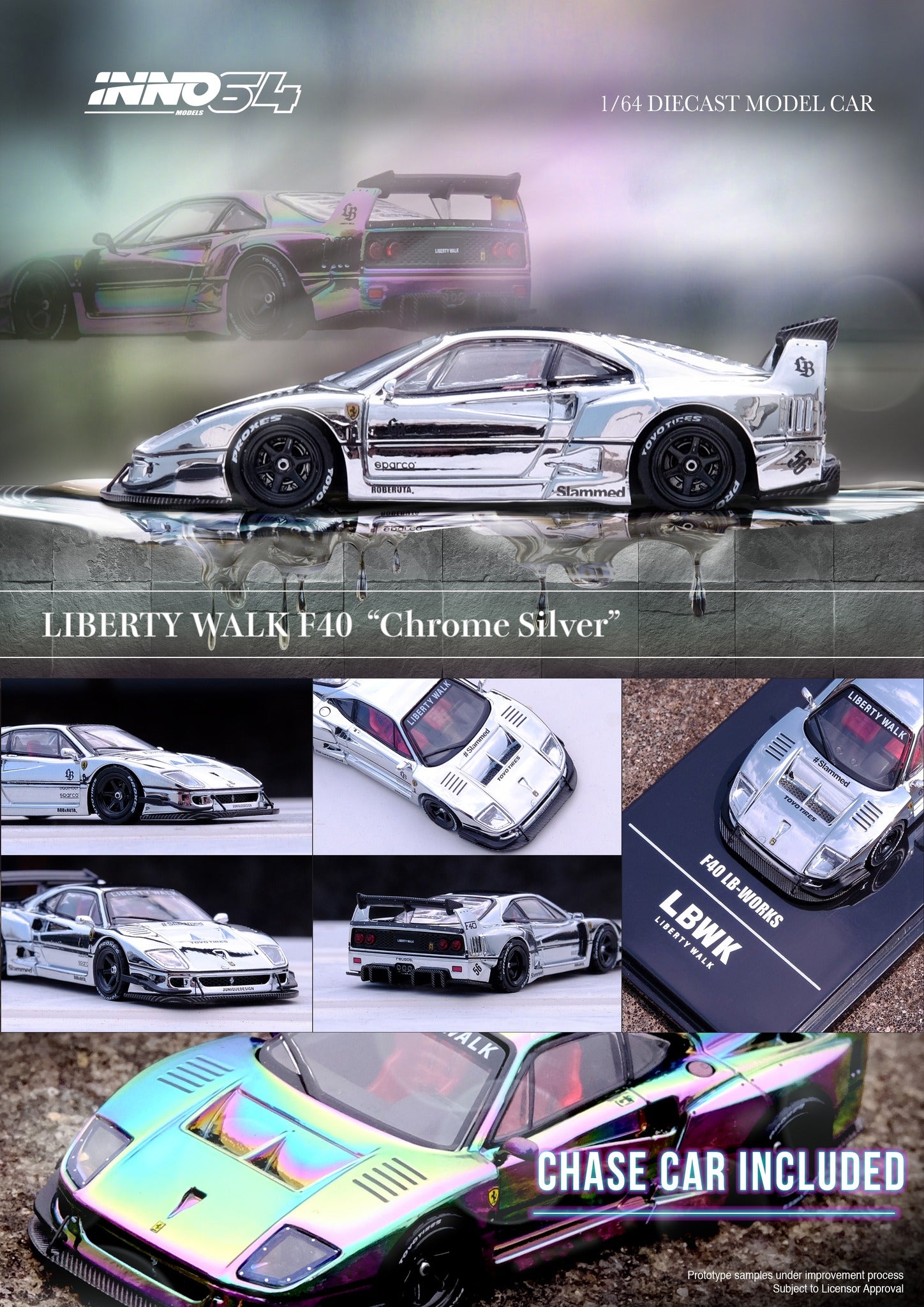 INNO 64 LBWK F40 Silver Chrome Special Edition 🇨🇳 HEC24 EXCLUSIVE 🇨🇳 ...